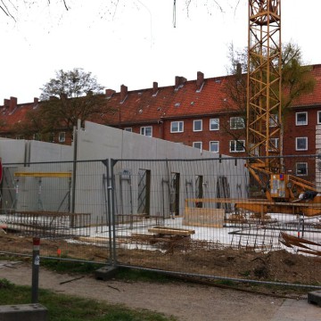 Die Baustelle vor dem kleinen Hörsaalgebäude, Foto: Lene Rusbült